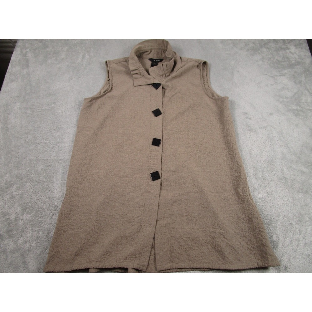 Ali Miles Top Womens Large Brown‎ Button Up Preppy Button Up Rayon Blend